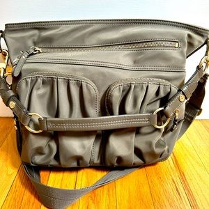 MZ Wallace multi pocket slate color satchel/shoulder bag
